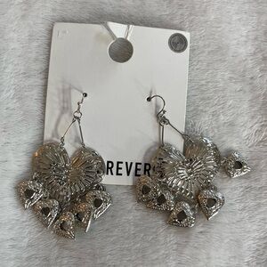 Silver Heart Dangle Earrings